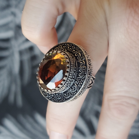 New Bi-Color Tourmaline 925 Silver Statement Ring. - Picture 11 of 15